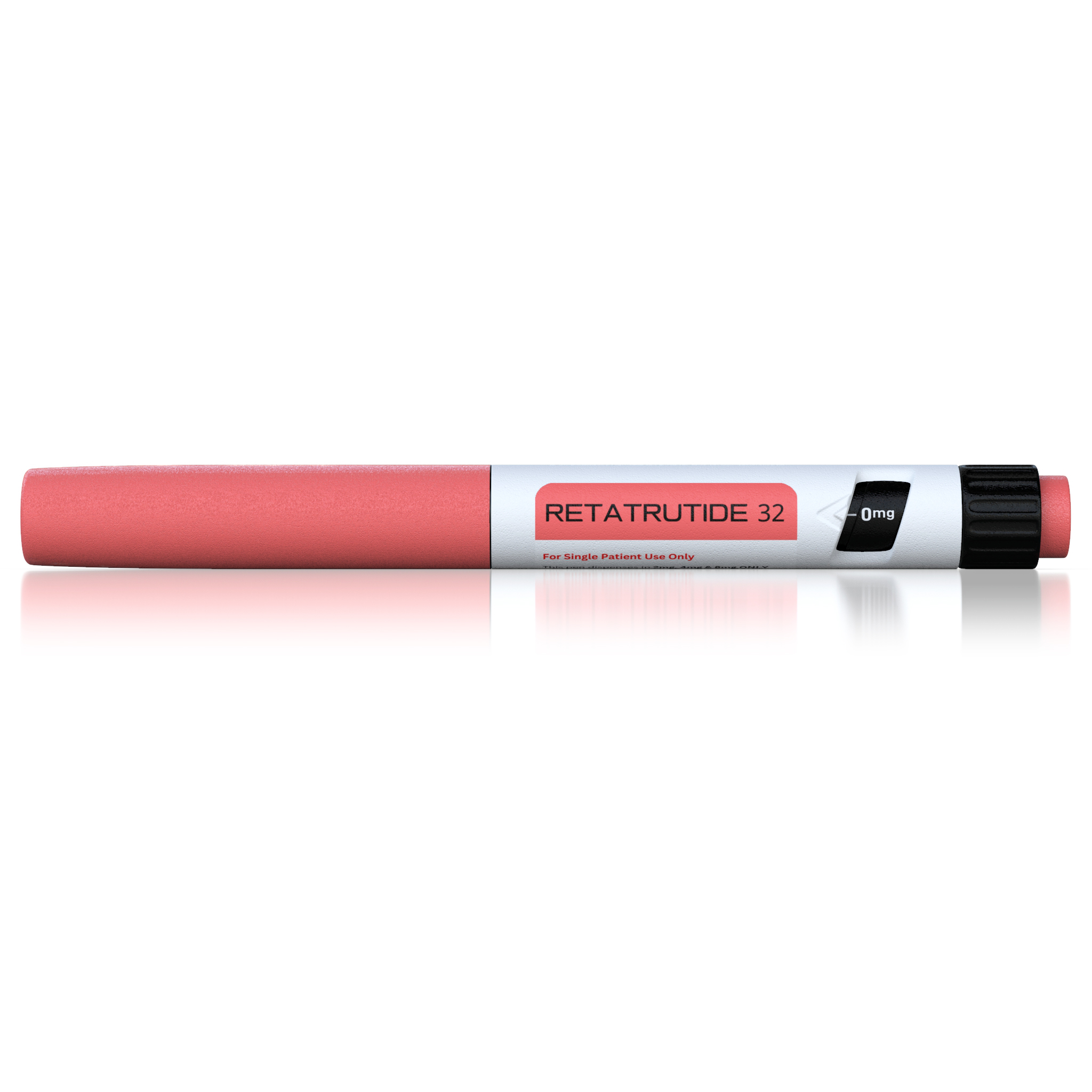 Single Retatrutide pen horizontal view with labeling