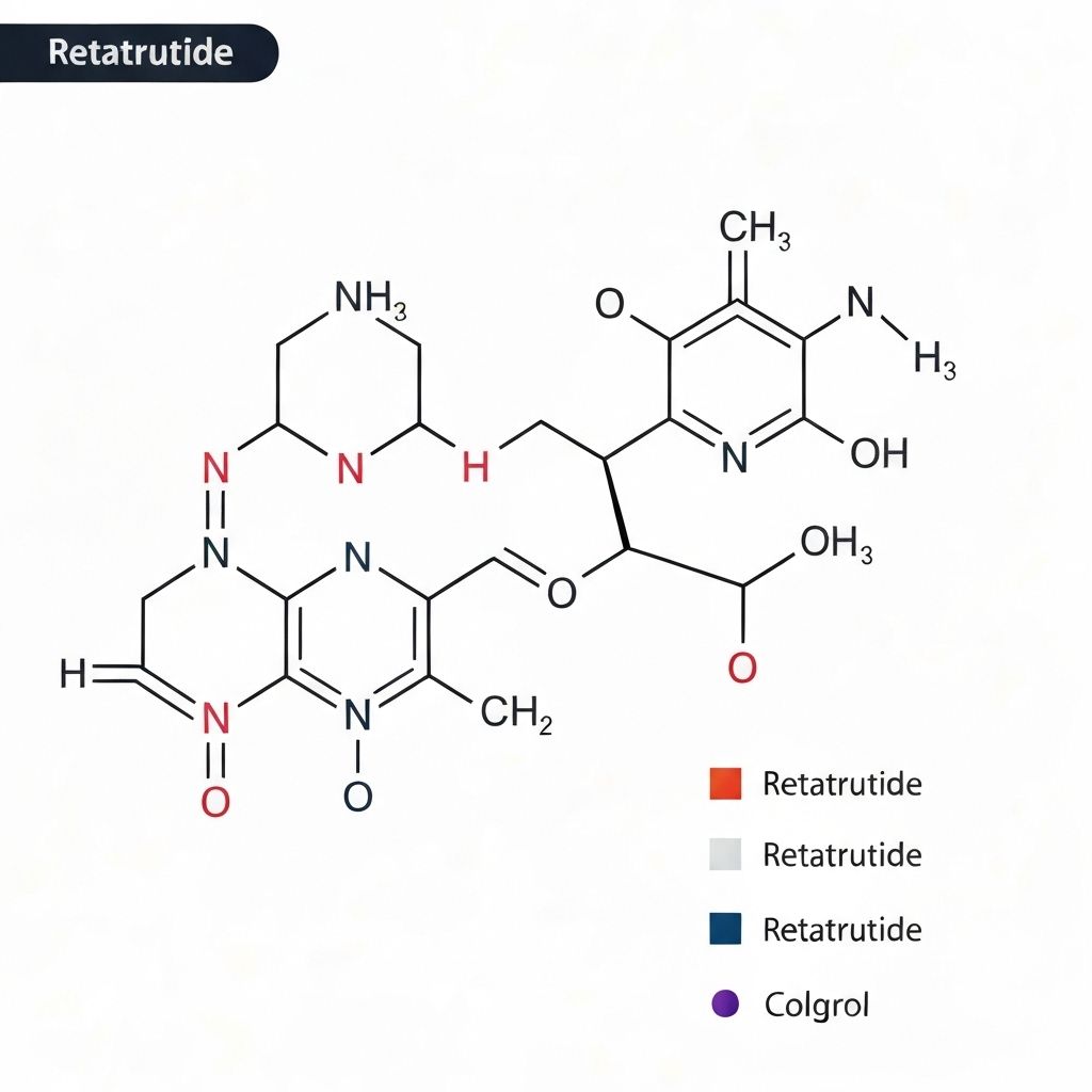 Retatrutide triple-hormone mechanism of action showing GLP-1, GIP and glucagon receptor targeting